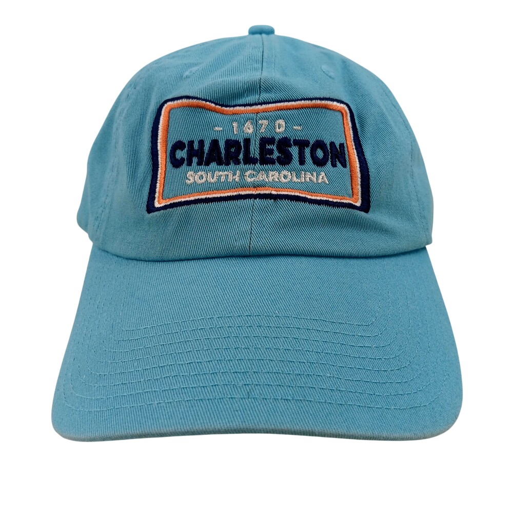 Charleston Hat Cap Strap Back One Size Blue Twill Fahrenheit Mens South Carolina